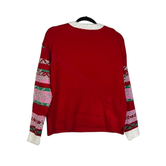 Blizzard Bay Womens Christmas Elf Sweater Snowflakes Red Silver Green Size Small - Picture 2 of 8